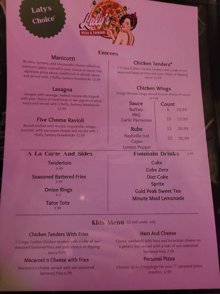 Laly's Pizza And Cocktails Menu image 1